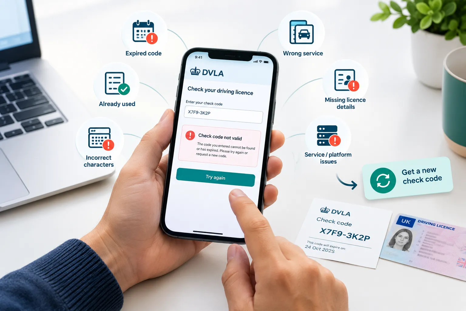 DVLA check code not working on a smartphone